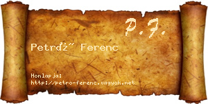 Petró Ferenc névjegykártya