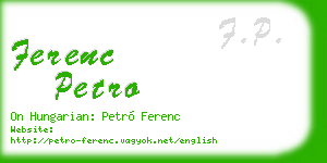 ferenc petro business card